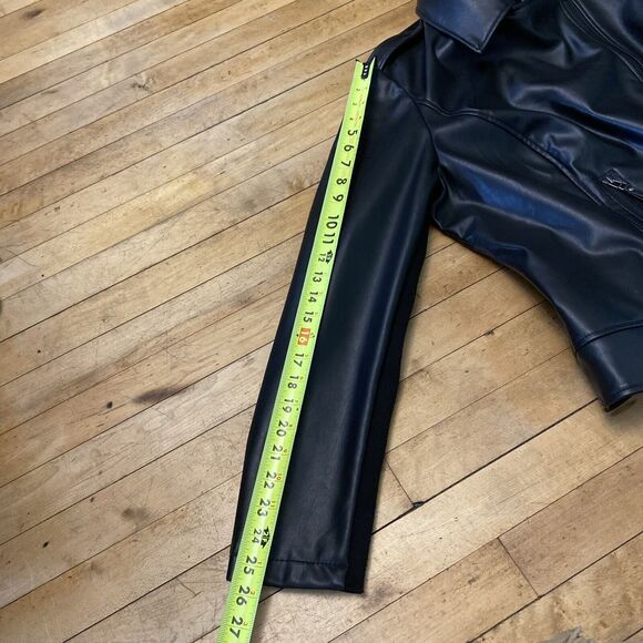 Lane Bryant Womens Jacket Size L? Black Polyester Faux Leather Bomber - Picture 9 of 16